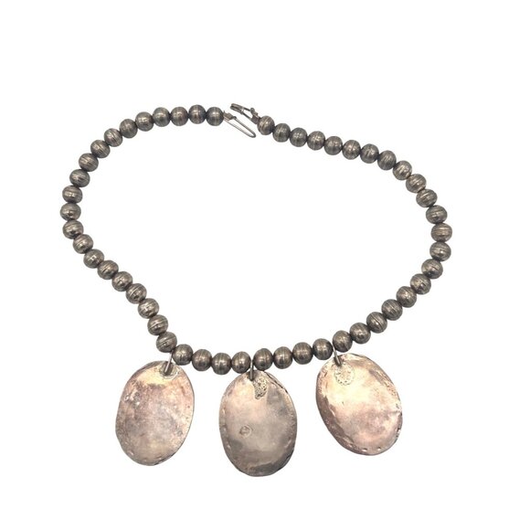 Vintage/Antique Native American Zuni Necklace Blue Bird Sterling Silver Bead - Picture 7 of 10